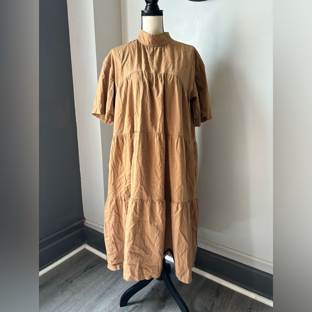 Everlane Camel Tiered Midi Dress
